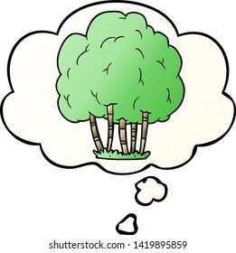 cartoon tree with thought bubble in smooth gradient style