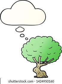 cartoon tree with thought bubble in smooth gradient style