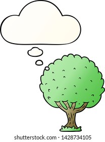 cartoon tree with thought bubble in smooth gradient style