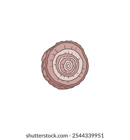 Cartoon tree trunk round cut. Circle pine, birch or oak slices, lumber wooden materials, wood lumber saw cuts flat vector illustration. Cut tree ring wood texture. Natural forest fragrance