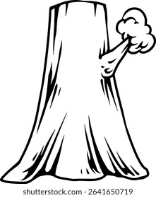 Cartoon Tree Trunk with Sprout