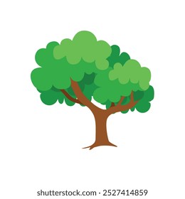 Icono de Vector de árbol de dibujos animados aislado sobre fondo blanco. Ilustración vectorial de diseño plano simple
