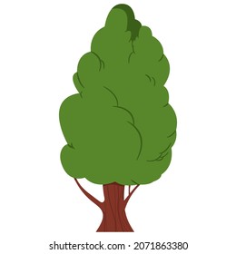 Ilustración vectorial de árbol de dibujos animados aislada en un fondo blanco.