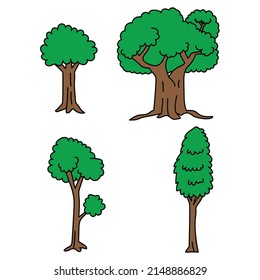 cartoon tree vector illustration set