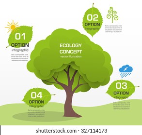 cartoon tree vector infographics paper ecological preservation of nature and environment