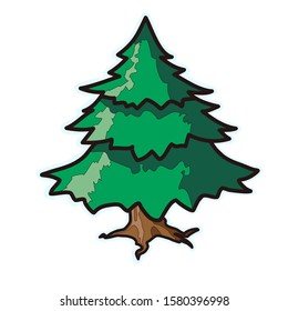 Cartoon tree vector sticker art
