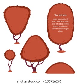 cartoon trees. backdrop for text, design elements