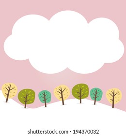 Cartoon trees banner with place for text