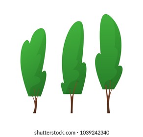 Cartoon trees isolated. flat