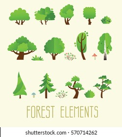 Cartoon trees isolated on a picture