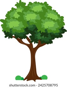 Cartoon trees isolated on a white background. Simple modern style. Cute green plants, forest. Can be used to illustrate any nature or healthy lifestyle topic. Flat style vector illustration.