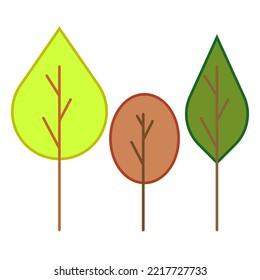 Cartoon trees shaped leaves. Abstract spring season floral background. Vector illustration. stock image. 