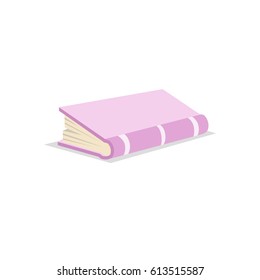 Cartoon trendy design pink closed book. Library. education and school symbol. Vector illustration.