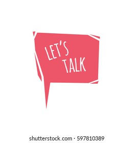 Cartoon trendy design red speech bubble. Sale and advert modern icon.