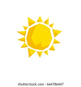 Cartoon trendy design sun icon. Summer and weather vector symbol.