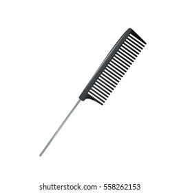 Cartoon trendy metal pin tail comb for multy purposes use icon. Salon and professional fashion accessories vector illustration.
