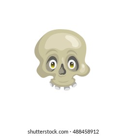 Cartoon trendy skull simple gradient icon. Vector halloween illustration.