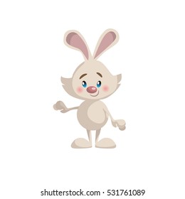 Cartoon trendy style cute standing and smiling bunny mascot icon. Simple gradient vector illustration isolated on white background.