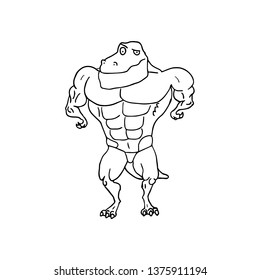 Cartoon T-rex Dinosaur Bodybuilder Muscular Tyrannosaurus. Vector illustration