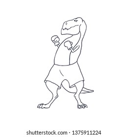 Cartoon T-rex Dinosaur Boxing with Gloves Tyrannosaurus. Vector illustration