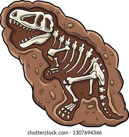 Cartoon T-rex dinosaur fossil