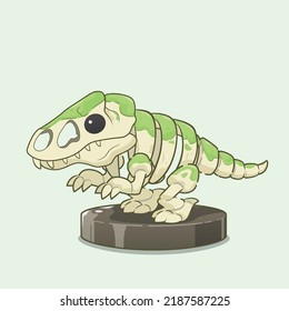 Cartoon T-rex dinosaur fossil. Prehistoric predator - Tyrannosaurus Rex. Dangerous ancient predator, tyrannosaurus fossil design element