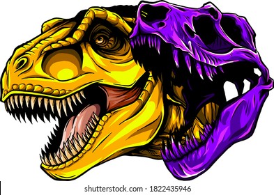 cartoon t-rex who was very angry, staring and grinning vector