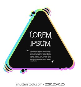 Cartoon Triangle Copy Space with Holographic Effect. Black quote box frame. Isolated on white background.