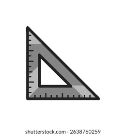 Cartoon triangle ruler object on White Background stock image