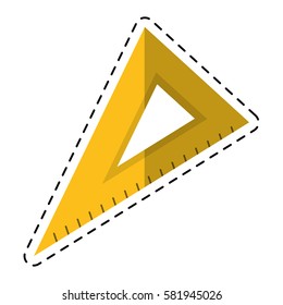 cartoon triangle ruler utensil icon