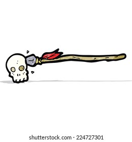 cartoon tribal spear with skull