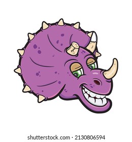  Cartoon Triceraptops dinosaur Head.  Clip art Vector. Logo, Mascot, Character Cartoon. Vector and Illustration.