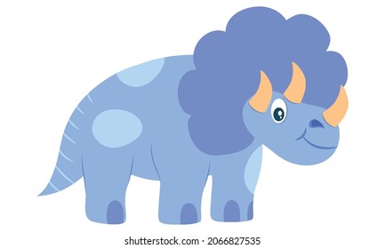 cartoon triceraptops dinosaur on white background