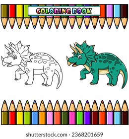 Cartoon triceratops for coloring book