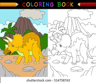 Cartoon triceratops coloring book