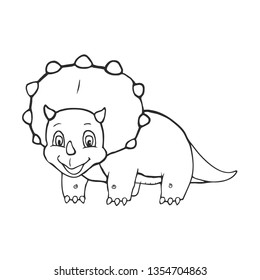 Cartoon Triceratops Cute Little Baby Dinosaur for Coloring Book and Education. Vector illustration