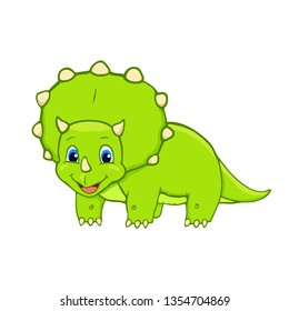 Cartoon Triceratops Cute Little Baby Dinosaur. Vector illustration