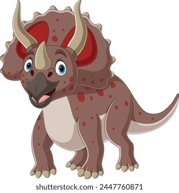 Cartoon triceratops dinosaur posing on white background