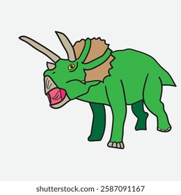 Cartoon Triceratops Dinosaur with white Background