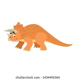 Cartoon triceratops. Flat simple style herbivore dinosaur. Jurassic world animal. Vector illustration for kid education or party design elements. Isolated on white background.