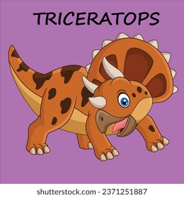 Cartoon Triceratops isolated character design illustration