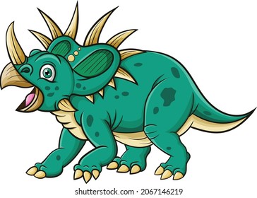 Cartoon triceratops on white background