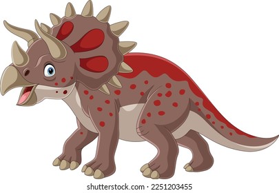 Cartoon triceratops on white background