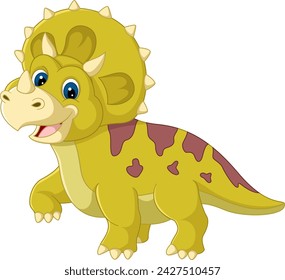 Cartoon triceratops on white background of illustration