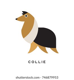 Cartoon tricolor collie character icon