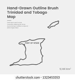 Cartoon Trinidad and Tobago Map, Hand Drawn Trinidad and Tobago Map, Doodle Trinidad and Tobago Map Vector Outline Style Map Information