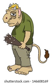 Cartoon Troll holding a club vector illustration