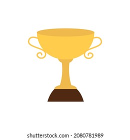 A cartoon trophy cup icon isolated on white background. Vector illustration flat style.