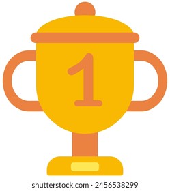 Cartoon trophy cup vector flat icon isolated on white background.