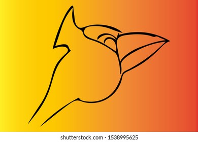 Cartoon tropical bird with long neck and big beak. contour line clip art